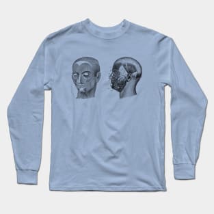 Human Skull Muscular Diagram - Dual View Long Sleeve T-Shirt